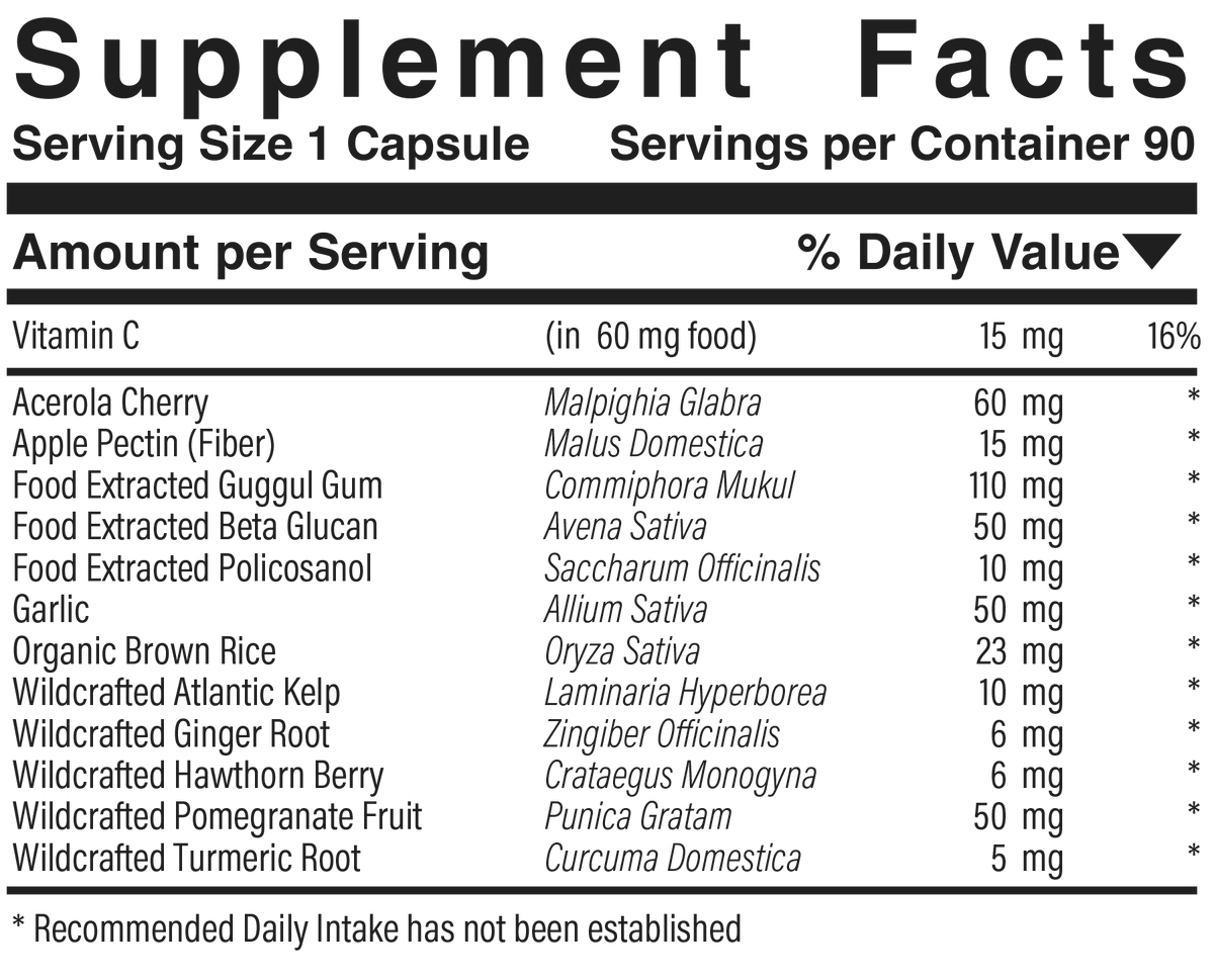 Supplement facts panel for Cholester-Right