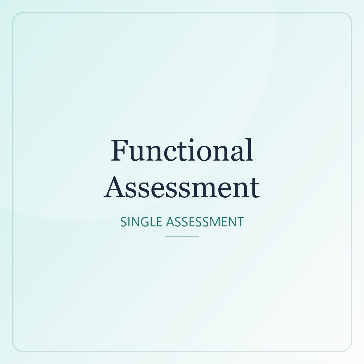 Functional Assessment — Single assessment