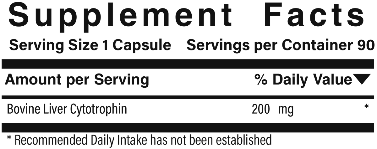 Supplement facts panel for Simply Liver